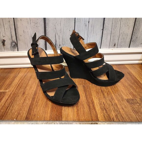 Qupid black tall wedges size 8 - Picture 1 of 5